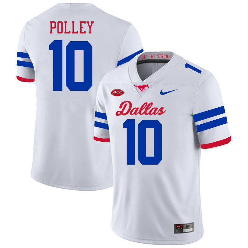 SMU Mustangs #10 Tyren Polley Jersey College Football Uniforms-Dallas White